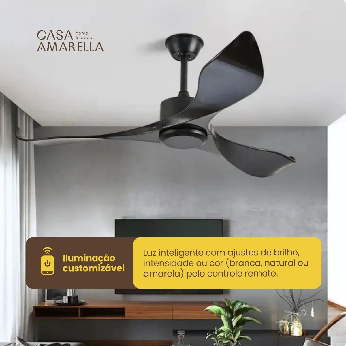 Ventilador de teto moderno Estilo Industrial com controle remoto - ZenithBreeze UrbanWind Elite Edition