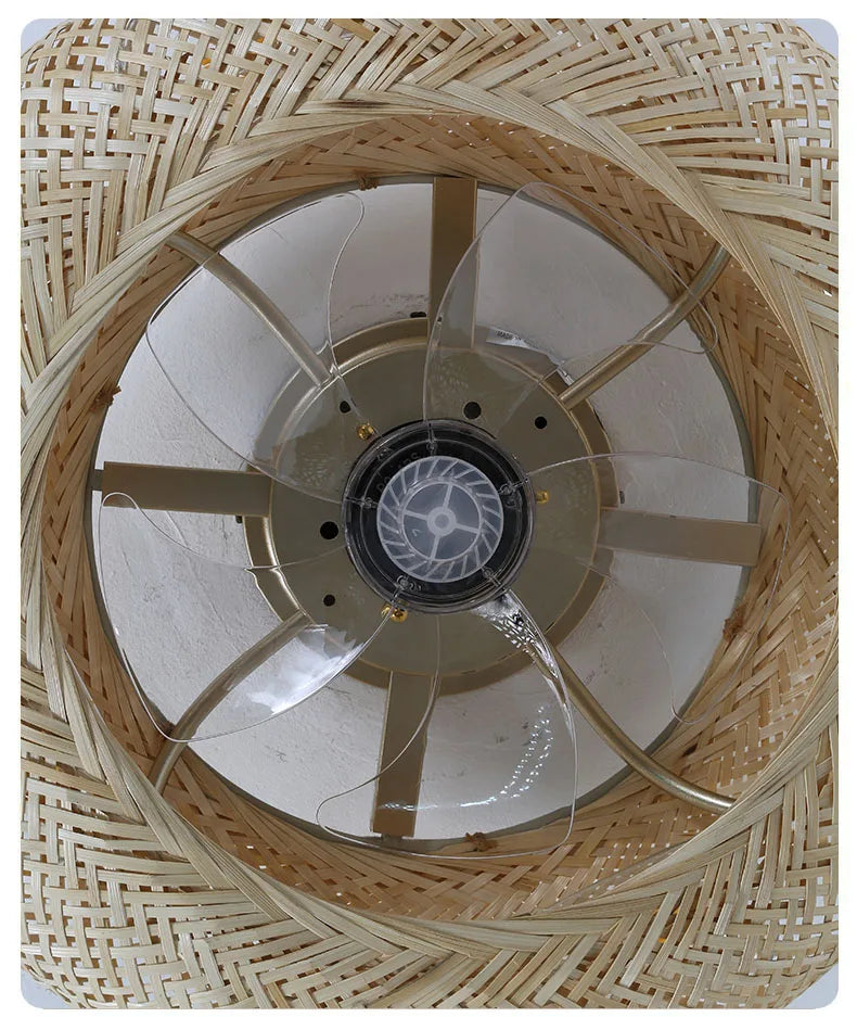 Luminária com Ventilador de teto moderno em Bambu - ZenithBreeze - Bambu Breeze Edition