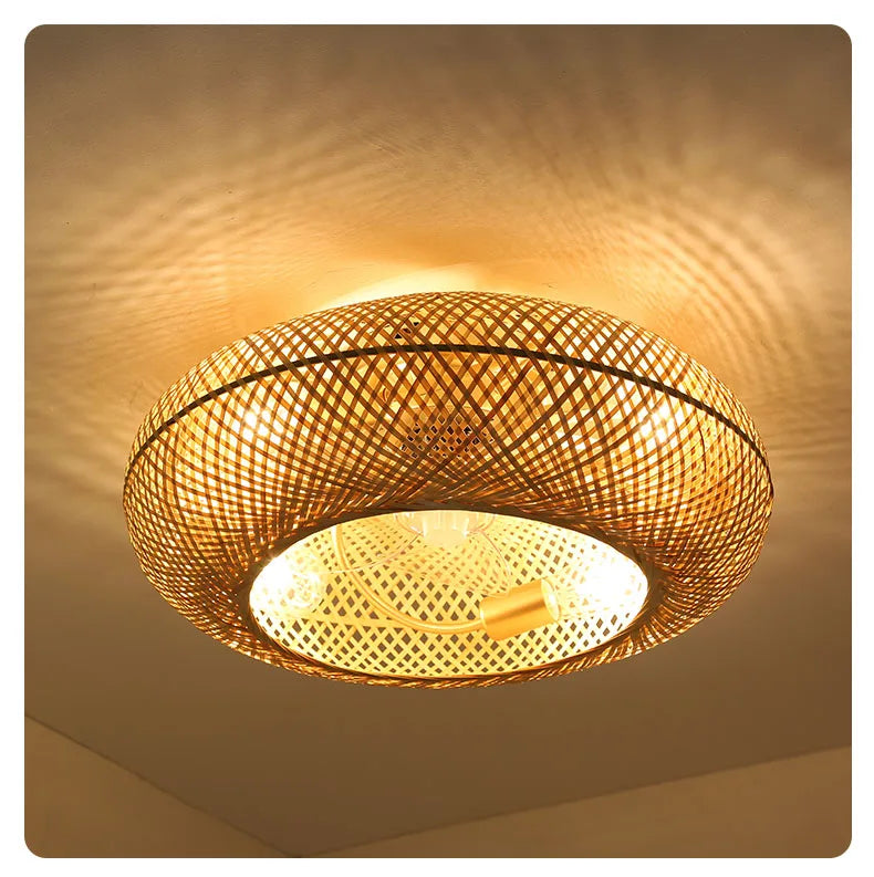 Luminária com Ventilador de teto moderno em Bambu - ZenithBreeze - Bambu Breeze Edition