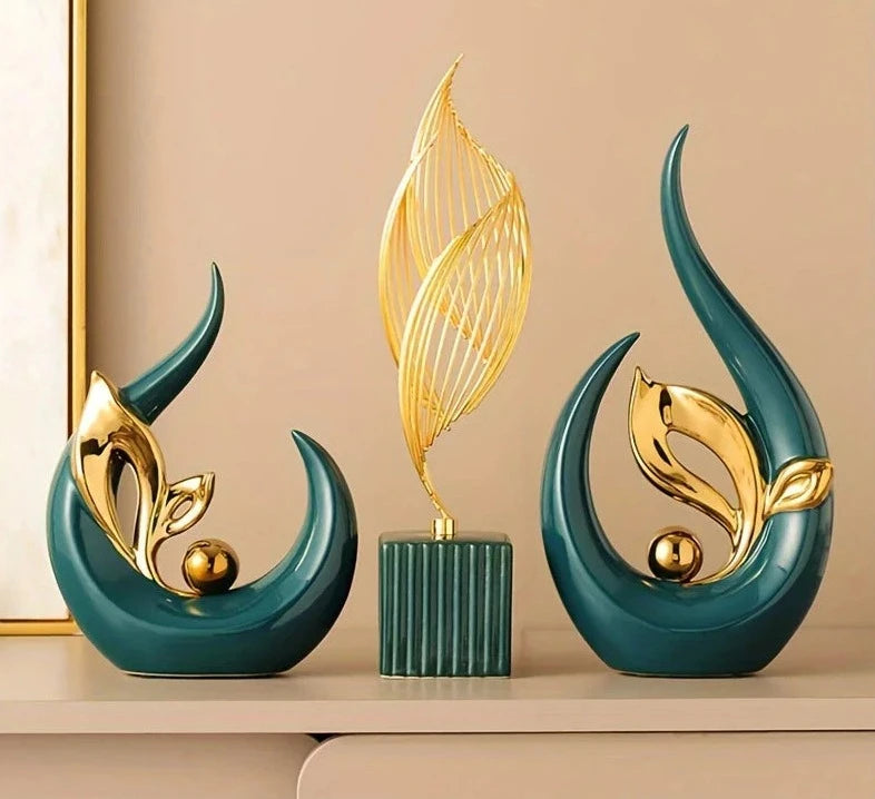 Escultura decorativa de Cerâmica Premuim - Coleção Folhas Serenas