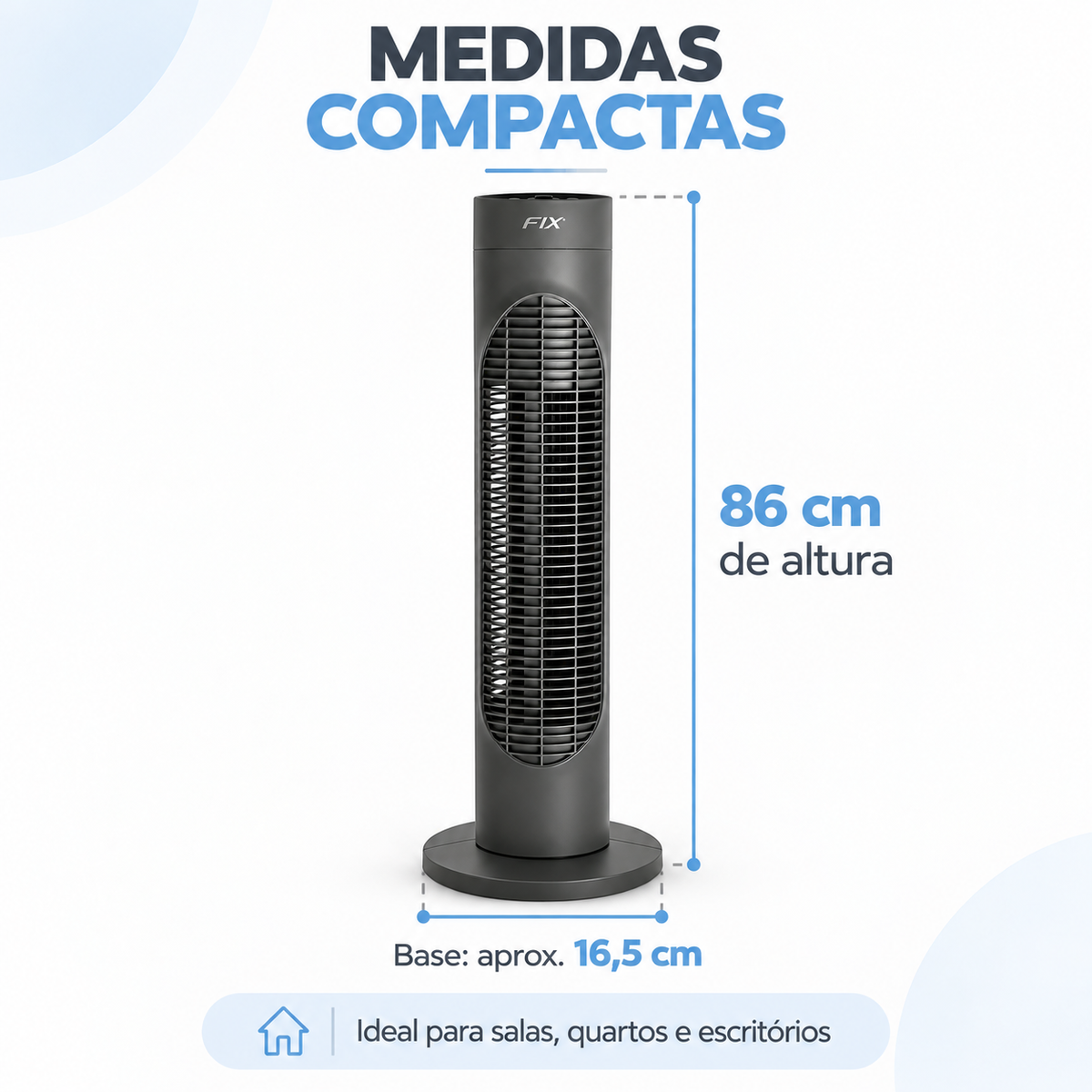 VENTILADOR DE TORRE COM CONTROLE REMOTO, TIMER E OSCILAÇÃO
