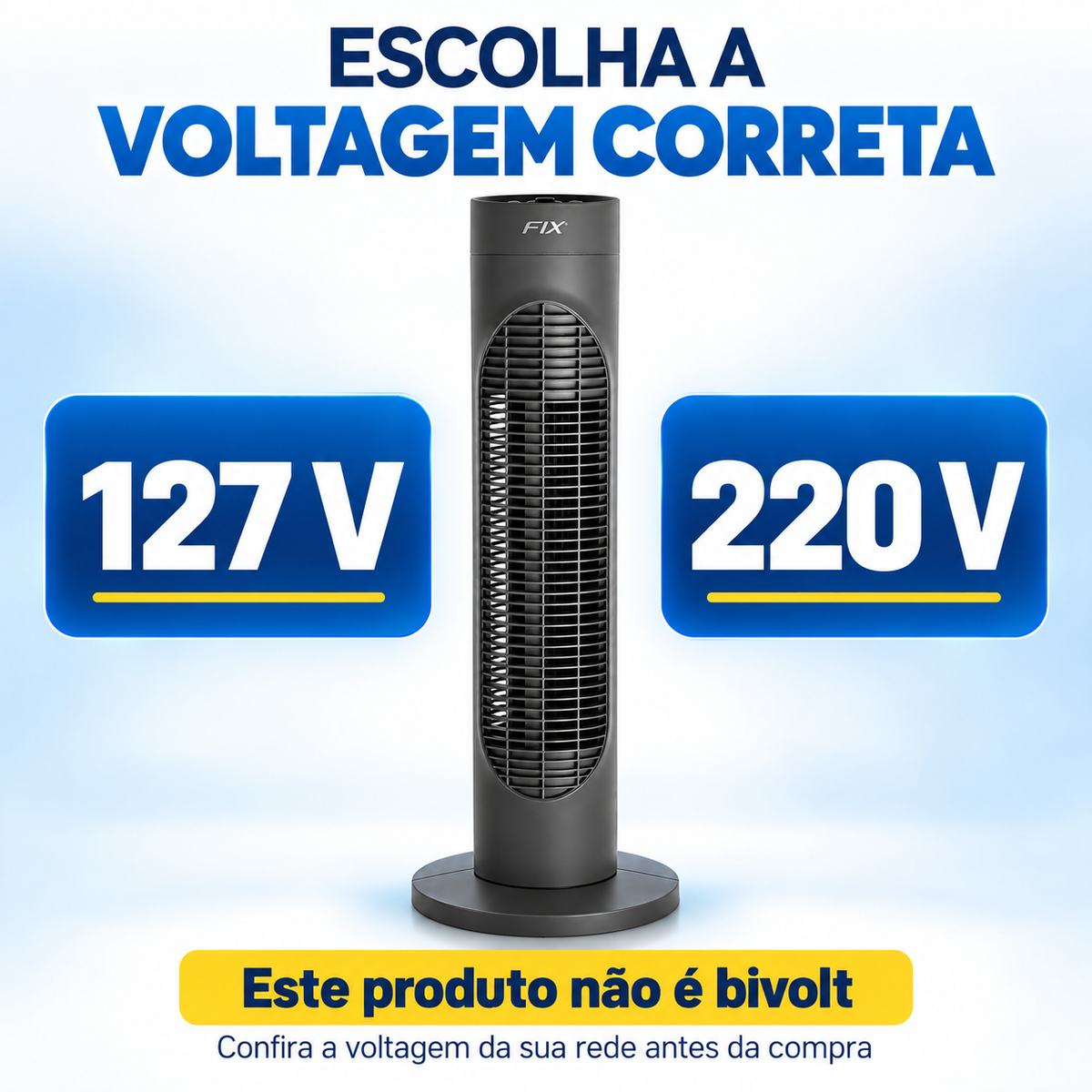 VENTILADOR DE TORRE COM CONTROLE REMOTO, TIMER E OSCILAÇÃO