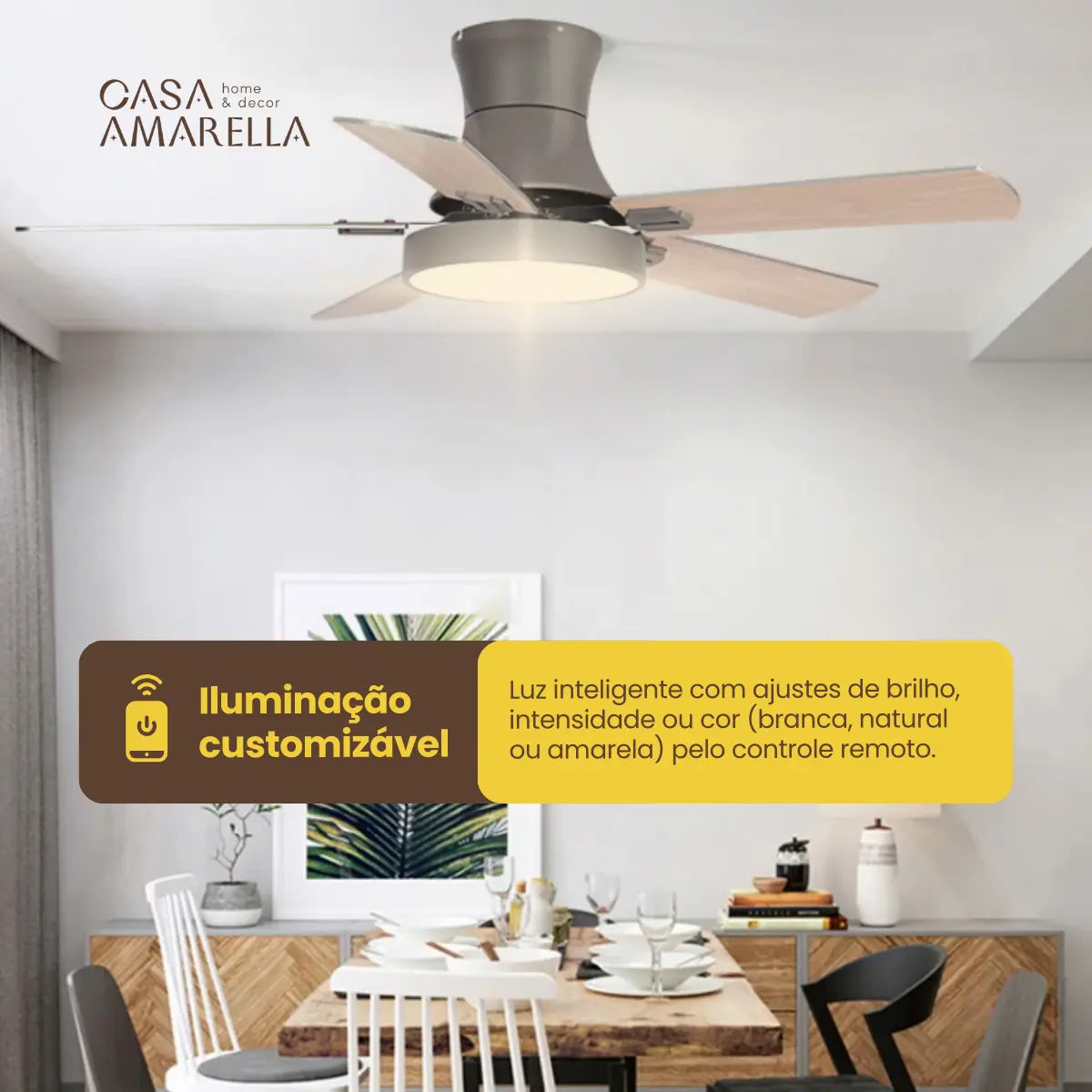 Ventilador de teto moderno com Luminária - ZenithBreeze Street M1