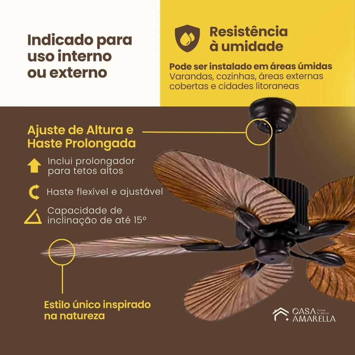 Ventilador de teto moderno Potente - ZenithBreeze NatureWave