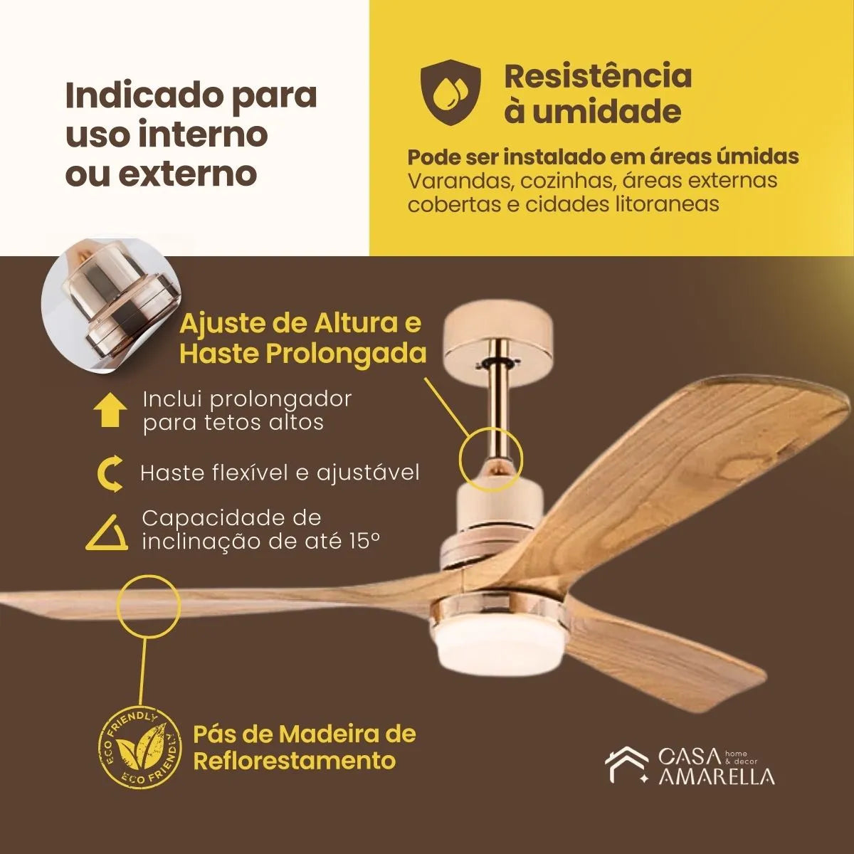 Ventilador de Teto Moderno Estilo Nórdico com Controle Remoto e iluminação - ZenithBreeze Titanium