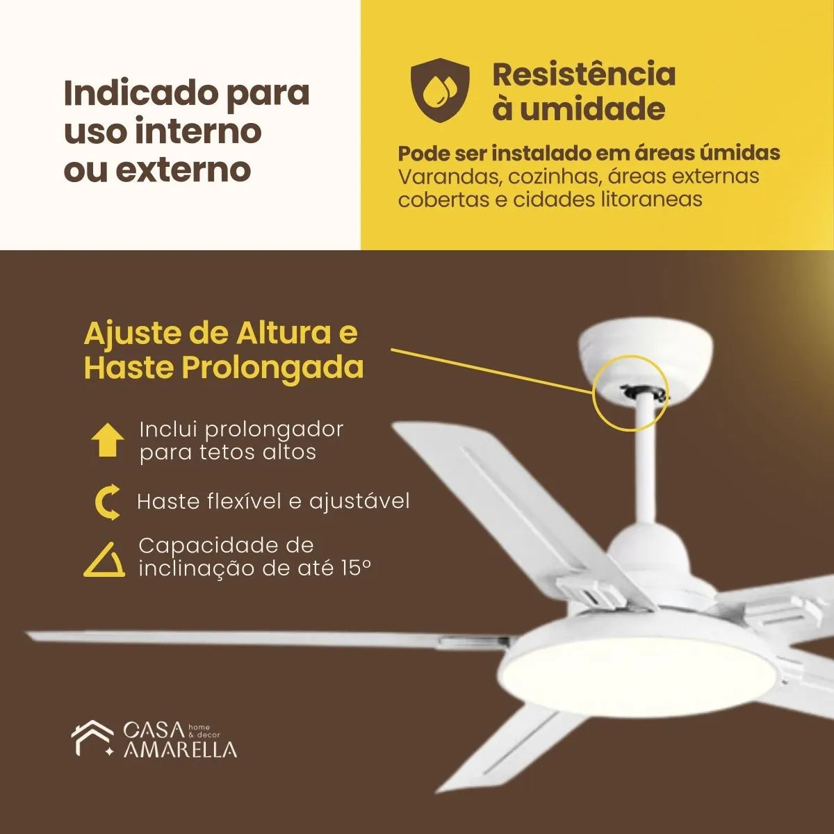 Ventilador de teto moderno Industrial com controle remoto - ZenithBreeze Z2 Pro