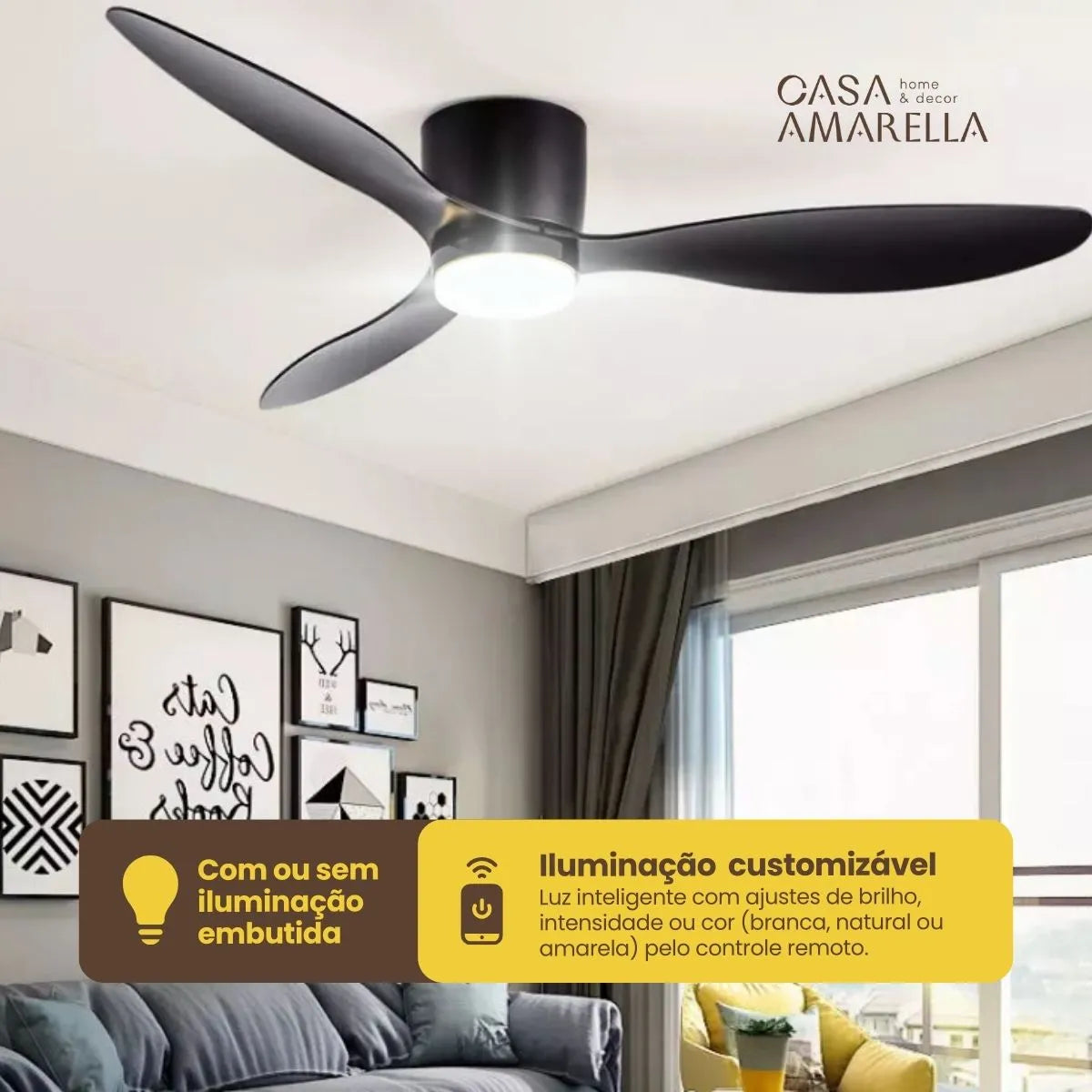 Ventilador de teto moderno com controle remoto - ZenithBreeze