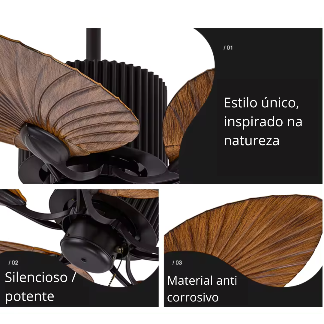 Ventilador de teto moderno Potente - ZenithBreeze NatureWave