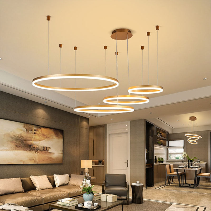 Lustre Moderno Pendente Circular LED - Nordic Europe Gold Edition