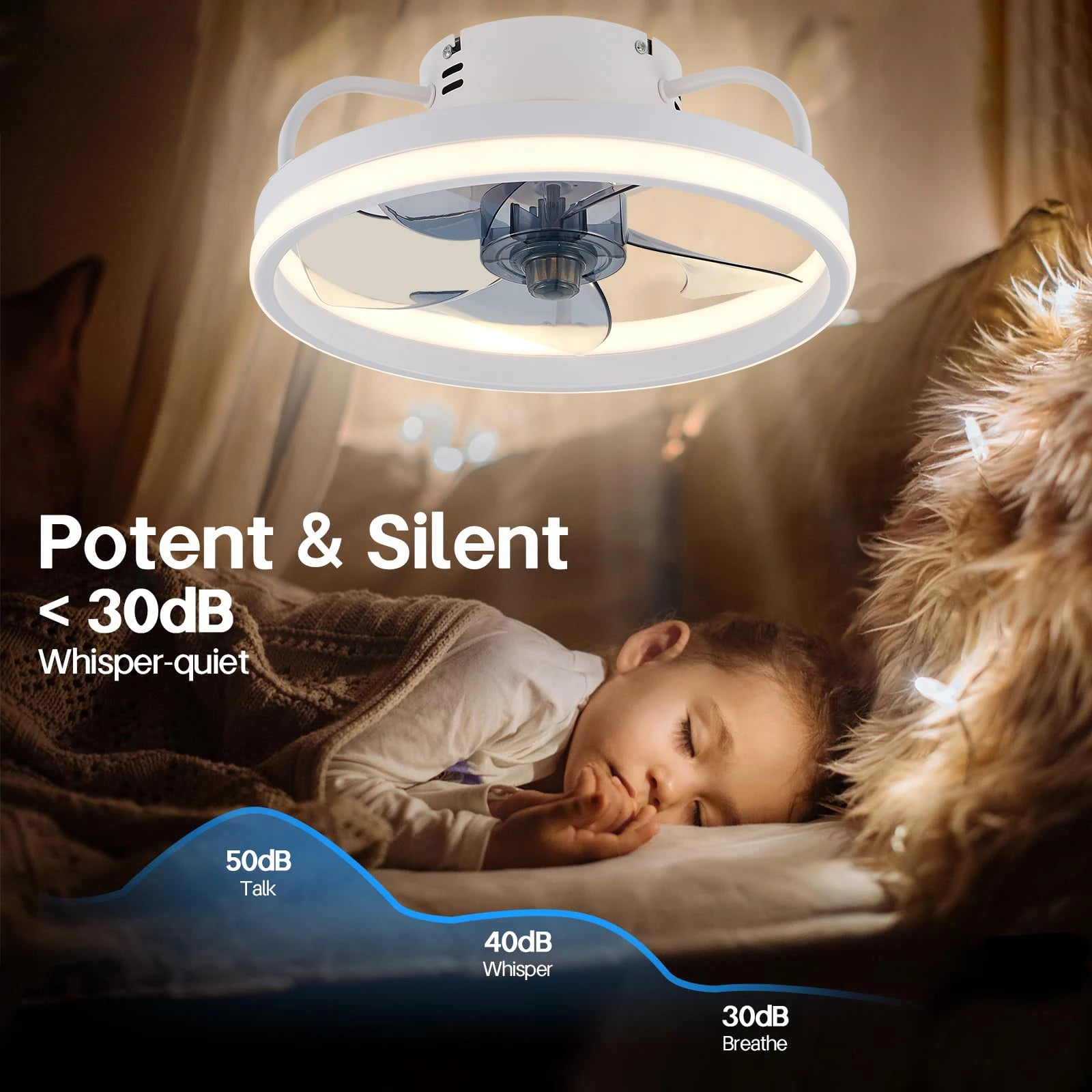 Ventilador de teto portatil com iluminação - Ventiluz Elegance