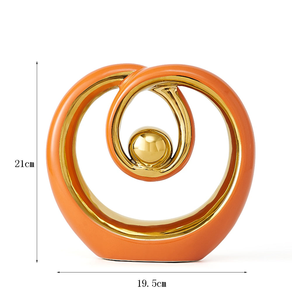 Estátuas em cerâmica com detalhes em dourado - Coleção Elegância Abstrata