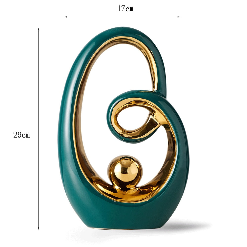 Estátuas em cerâmica com detalhes em dourado - Coleção Elegância Abstrata