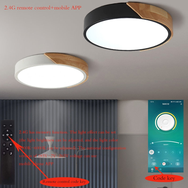 Luminária de teto Decorativa Redonda LED com controle remoto, controle pelo Celular, Alexa ou Google Home