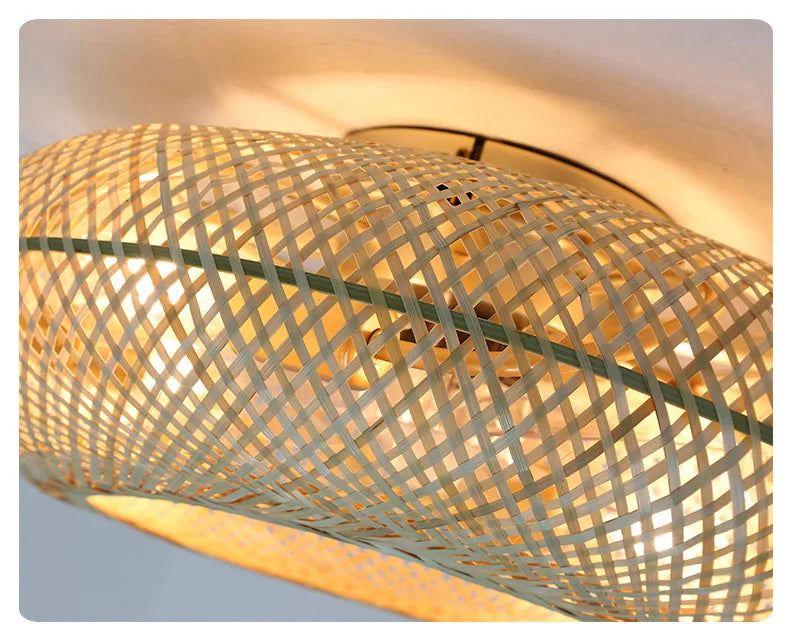 Luminária com Ventilador de teto moderno em Bambu - ZenithBreeze - Bambu Breeze Edition