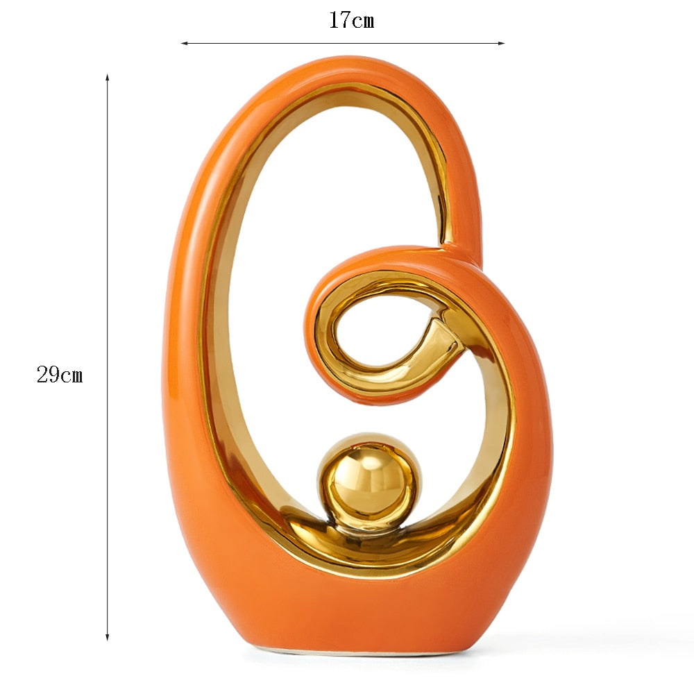 Estátuas em cerâmica com detalhes em dourado - Coleção Elegância Abstrata