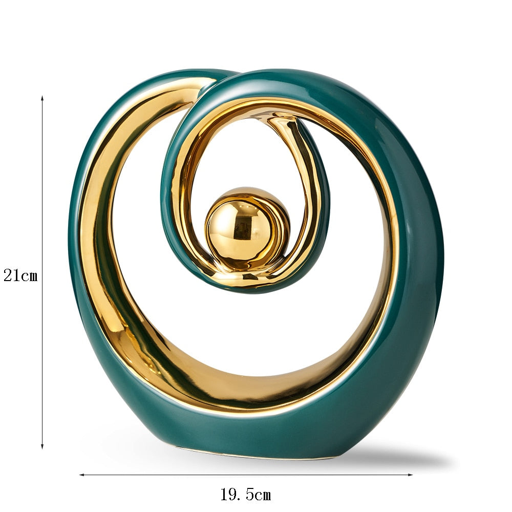 Estátuas em cerâmica com detalhes em dourado - Coleção Elegância Abstrata