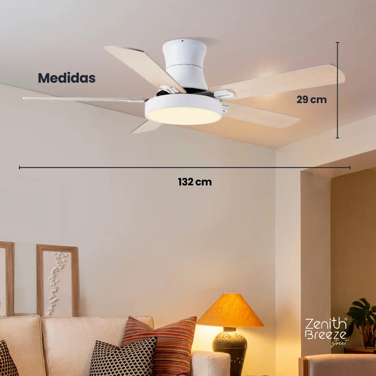 Ventilador de teto moderno com Luminária - ZenithBreeze Street M1