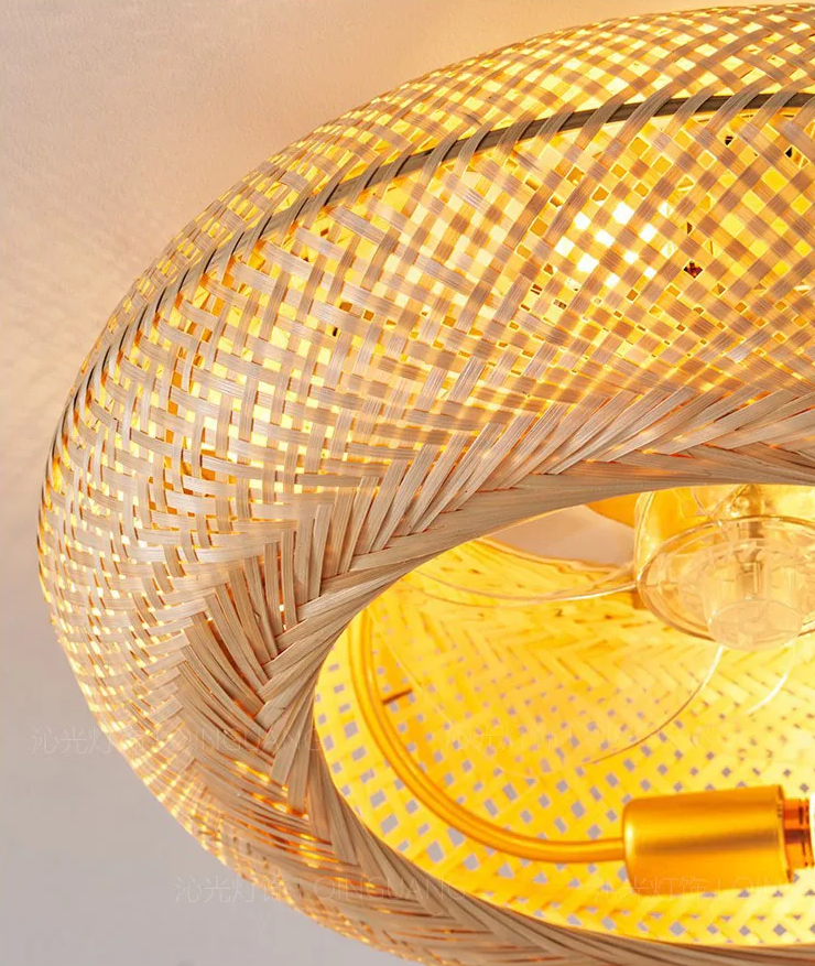 Luminária com Ventilador de teto moderno em Bambu - ZenithBreeze - Bambu Breeze Edition
