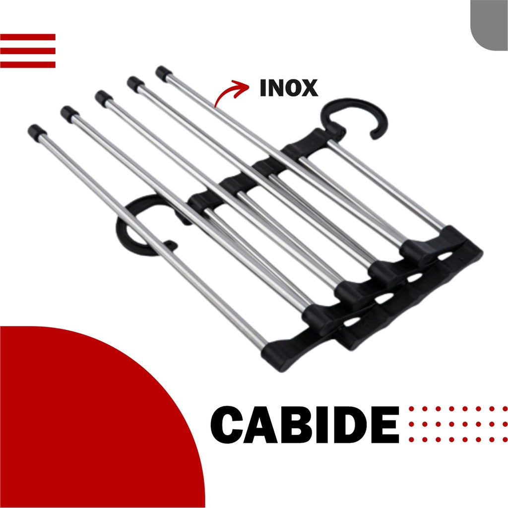 Cabide Mágico Multifuncional para Calças de Inox com 5 Divisórias - Promoção Compre e Ganhe