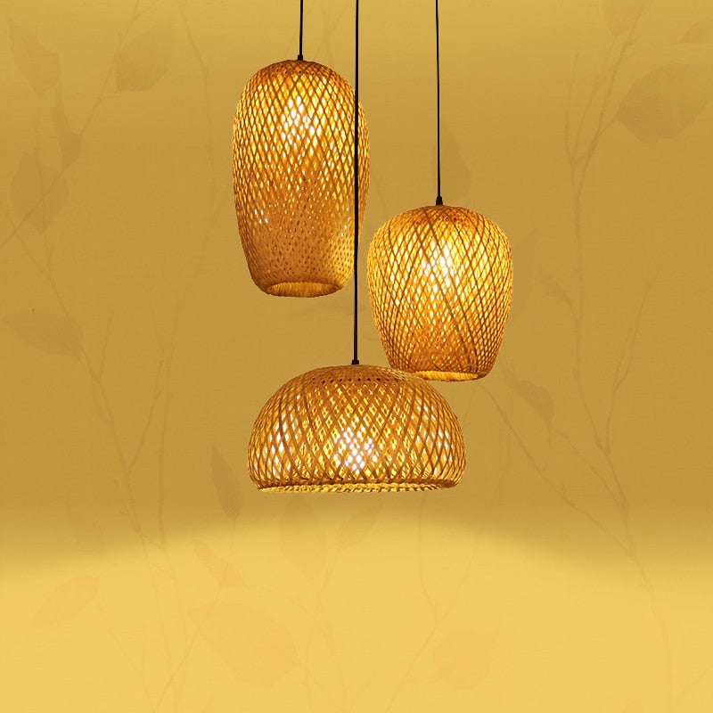 Conjunto de Luminárias pingentes decorativos de Bambu Artesanal - Sakura Ikiro PLUS Collection